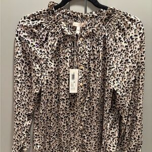 Rebecca Taylor Leopard Print Blouse - Black and Cream